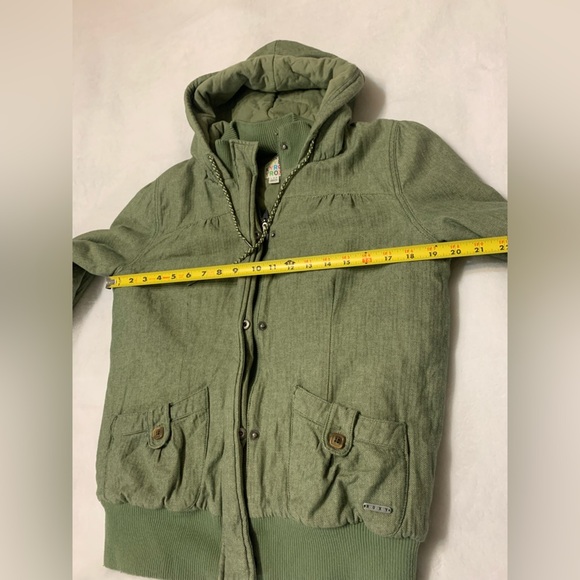 Roxy Women's Hooded Jacket Quilted Lining 100% Cotton Pockets Green Size L - Picture 7 of 10